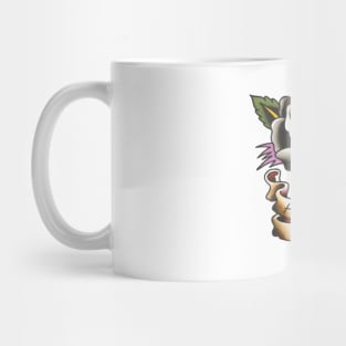 Hate Love Skull Rose Tattoo Design Mug